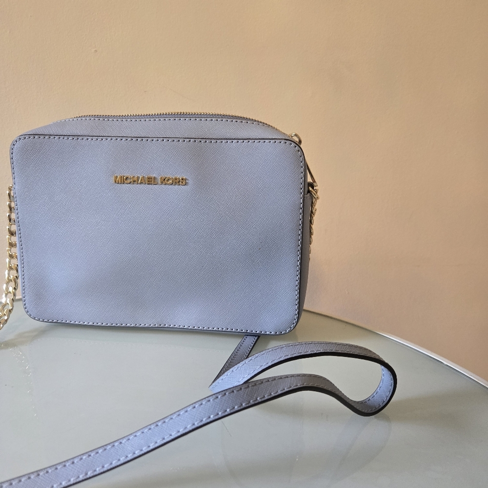 Michael Kors Blue Crossbody Bag with Gold Hardware